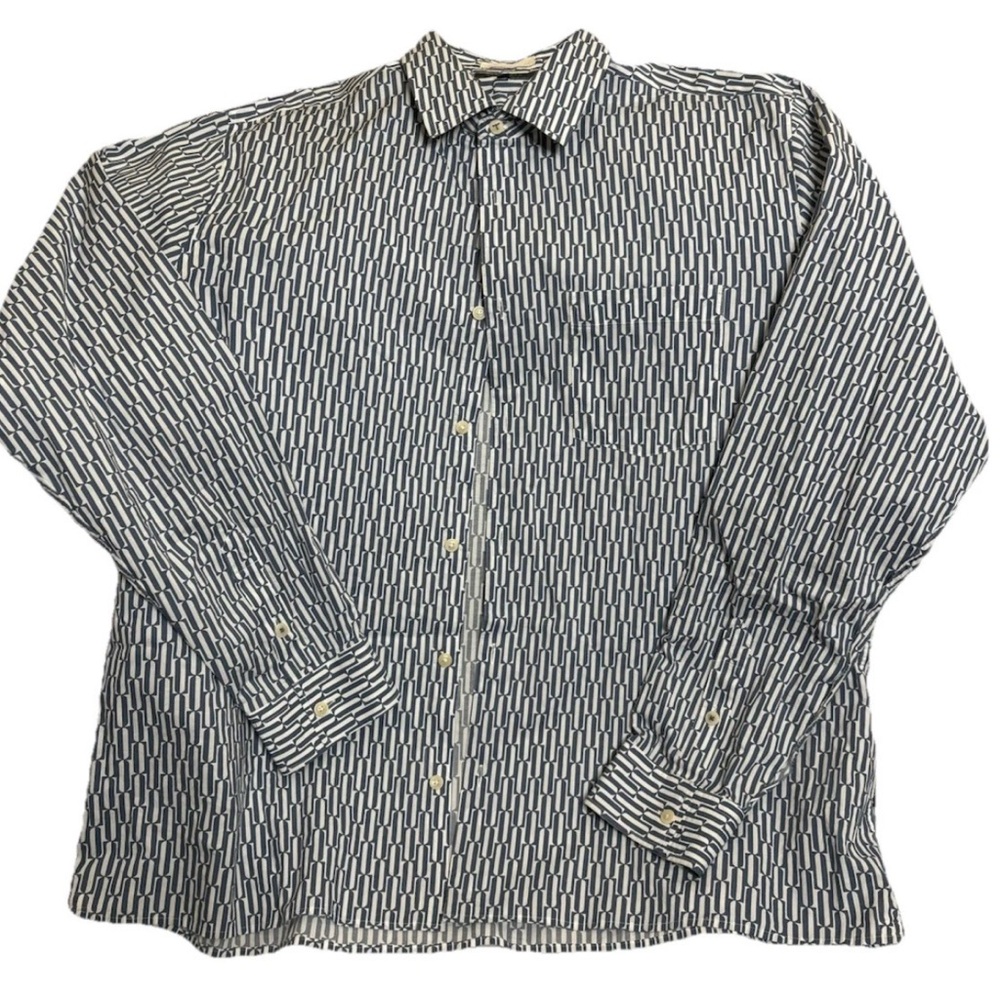 Ted Baker Mens Button Down Long Sleeve Shirt Size 6 Printed Pattern Stretch - Picture 1 of 3